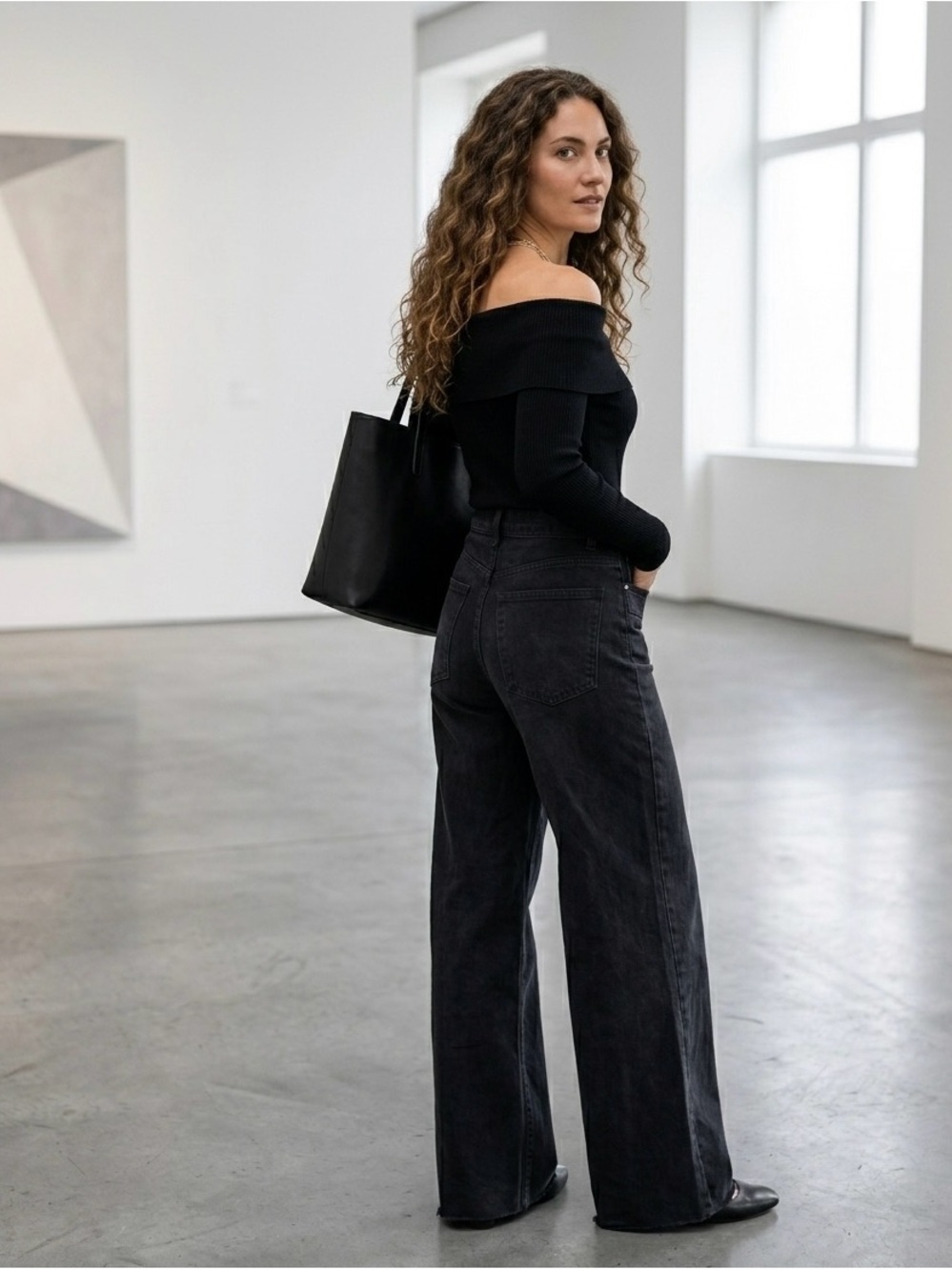 Universal Thread Sailor Wide Leg Jeans NWT Size 6 Black High Rise Cropped - Picture 3 of 9